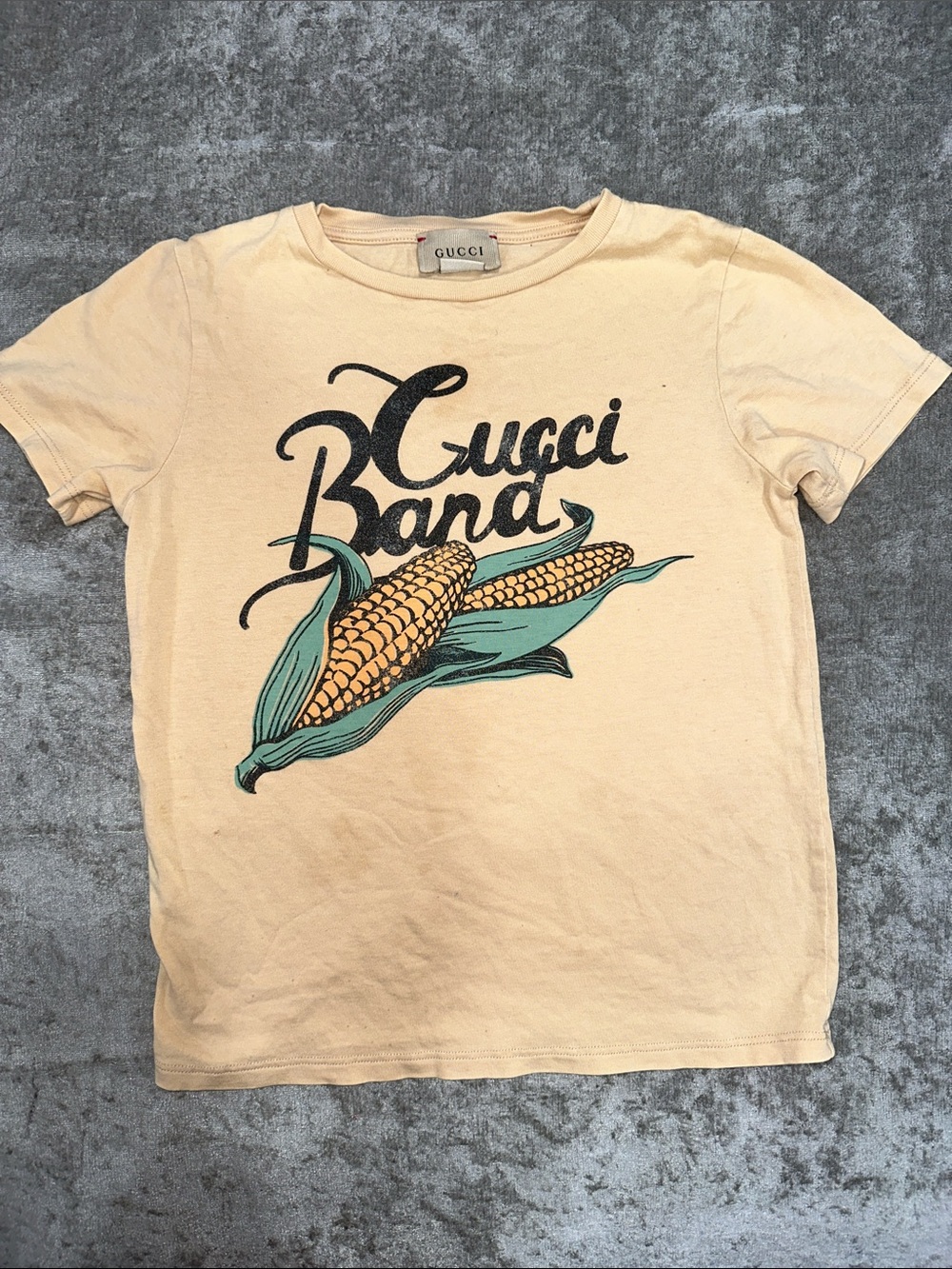 Gucci Kids Cream Graphic Corn Logo Tee